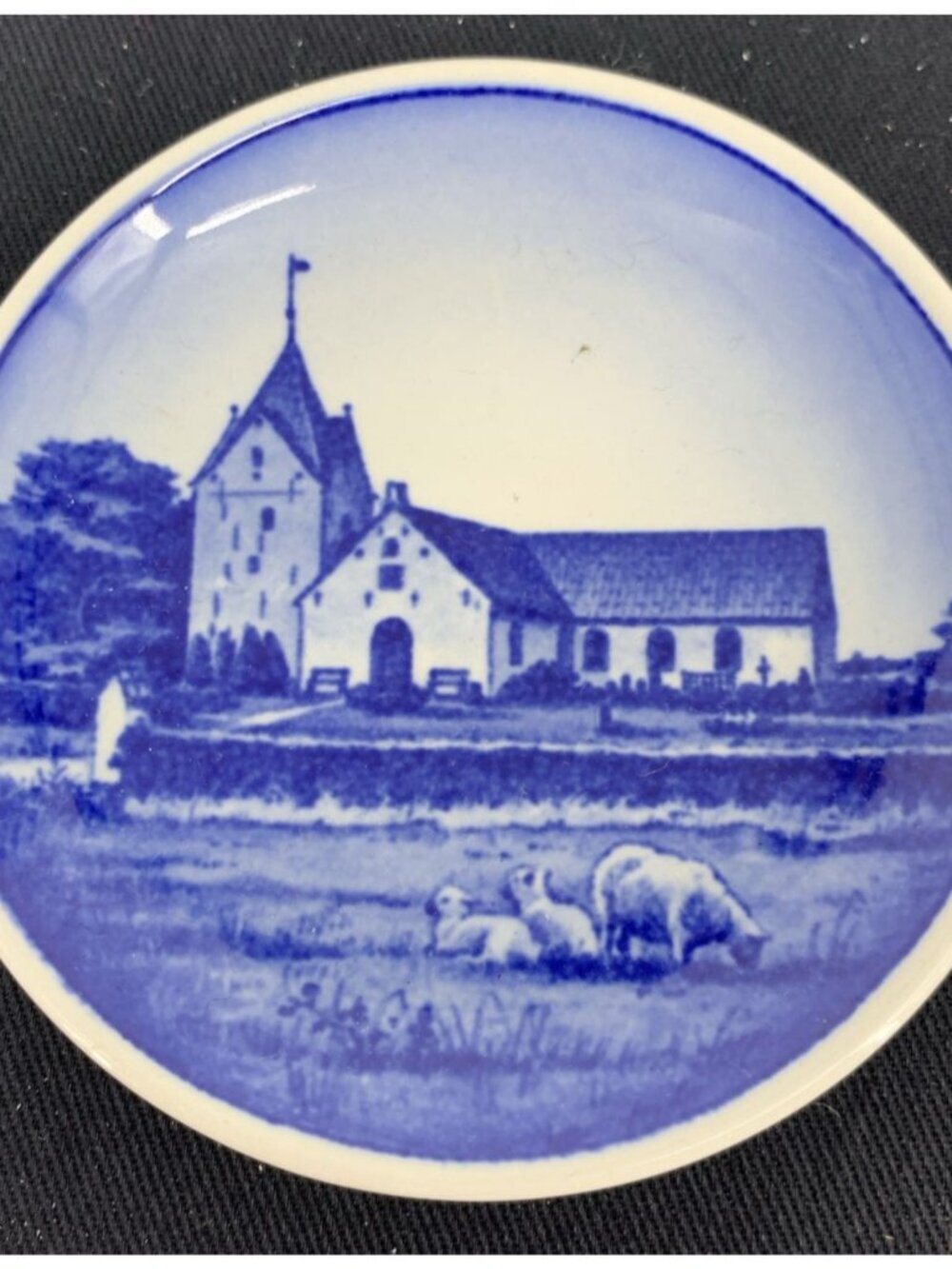 Royal Copenhagen Denmark Romo Church Sheep in Pasture Small Plate 3"